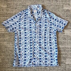 Levi's Relaxed‎ Fit Button Up Shirt Men's M Blue Geometric Print Short Sleeve